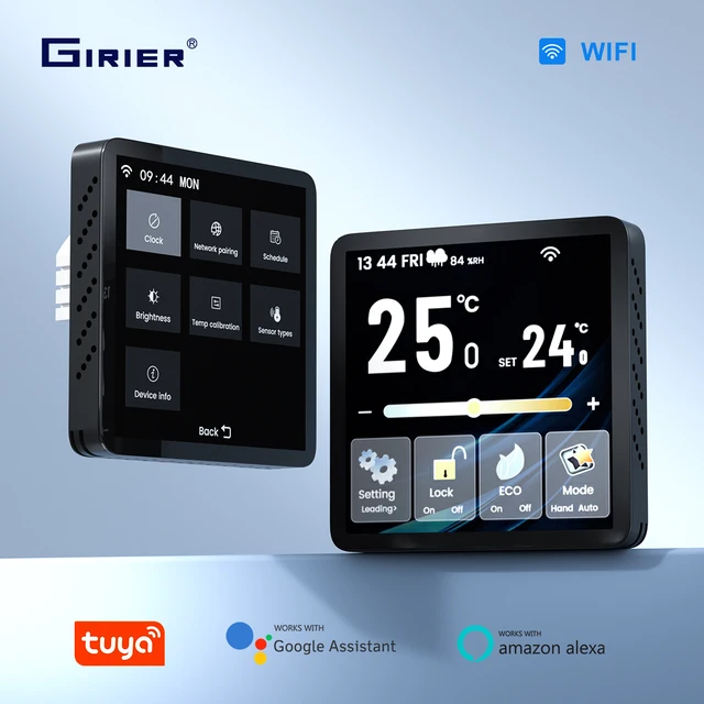 GIRIER เทอร์โมสตัทอัจฉริยะแบบตั้งโปรแกรมได้ผ่าน WiFi สำหรับควบคุมอุณหภูมิหม้อต้มน้ำ/แก๊ส ระบบทำความร้อนไฟฟ้า ทำงานร่วมกับ Alexa 1