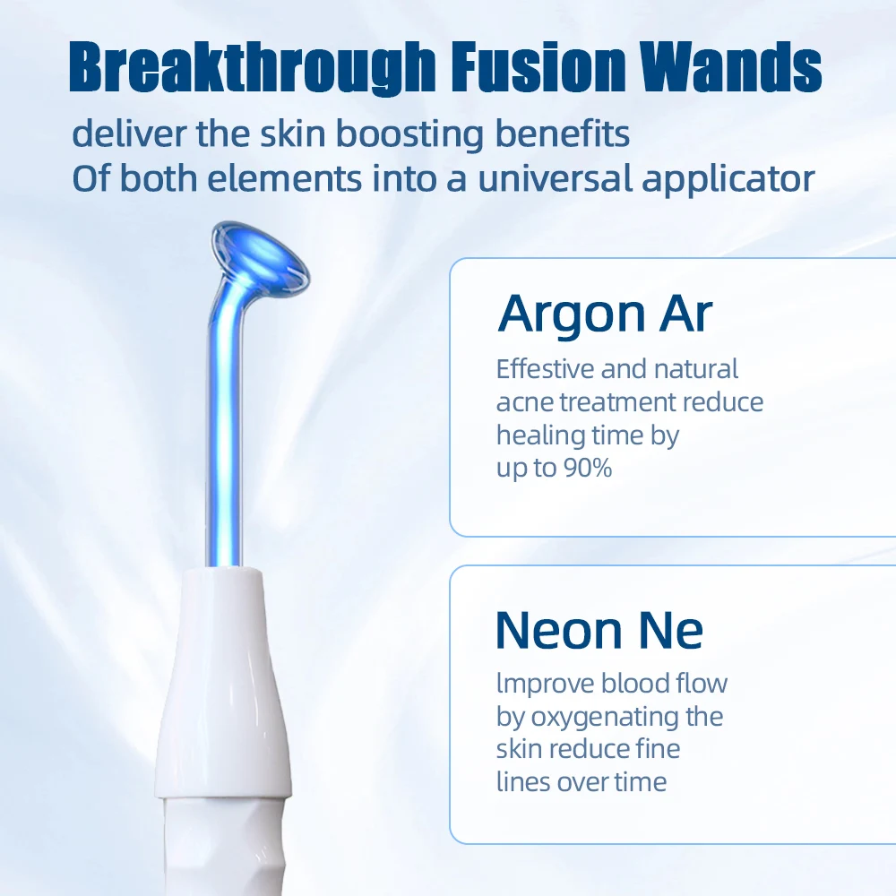 5-in-1 High Frequency Facial Machine For Hair Face Anti Aging Therapy Acne Tool Fusion Neon+Argon Wands Skin care