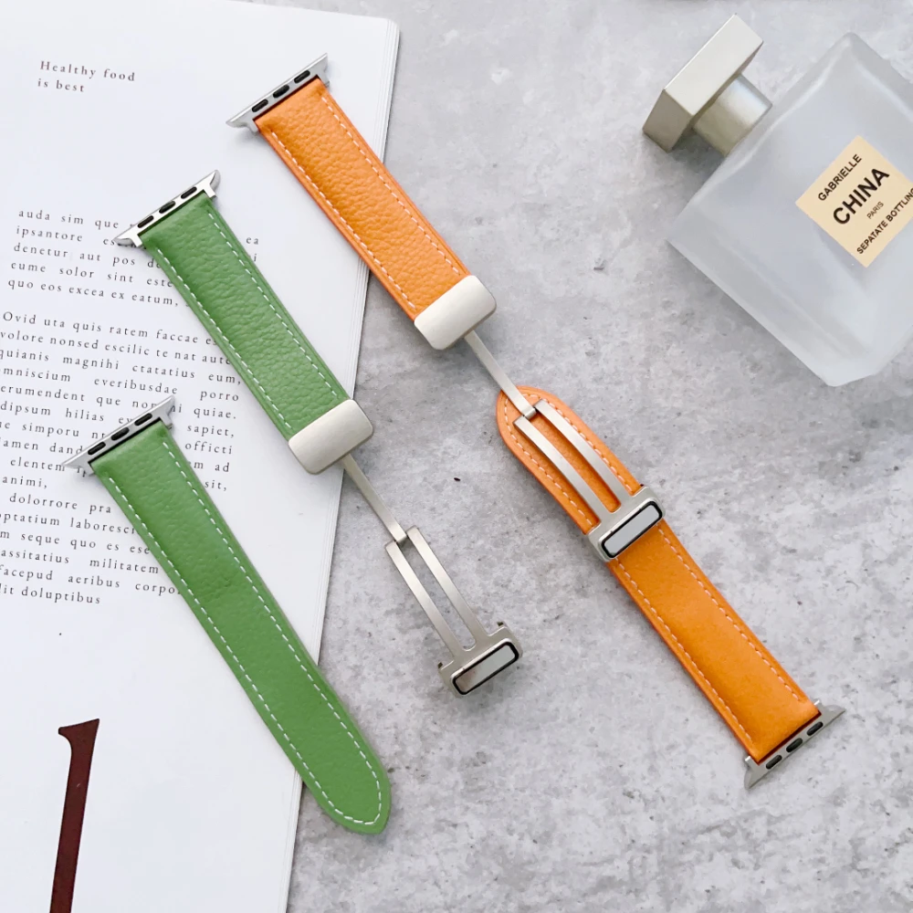 Leather Magnetic Strap For Apple Watch Ultra Band 49mm 45mm 41mm 40mm 44mm 42mm 38mm Bracelet Belt iWatch 8 7 6 5 4 3 SE Correa
