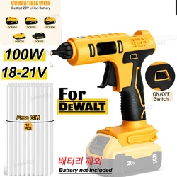 Cordless Electric Handheld Hot Glue Gun Repair DIY Tool Hot Melt Welding Hot Air Gun Anti-scald Nozzle with 12 Sticks for Dewalt