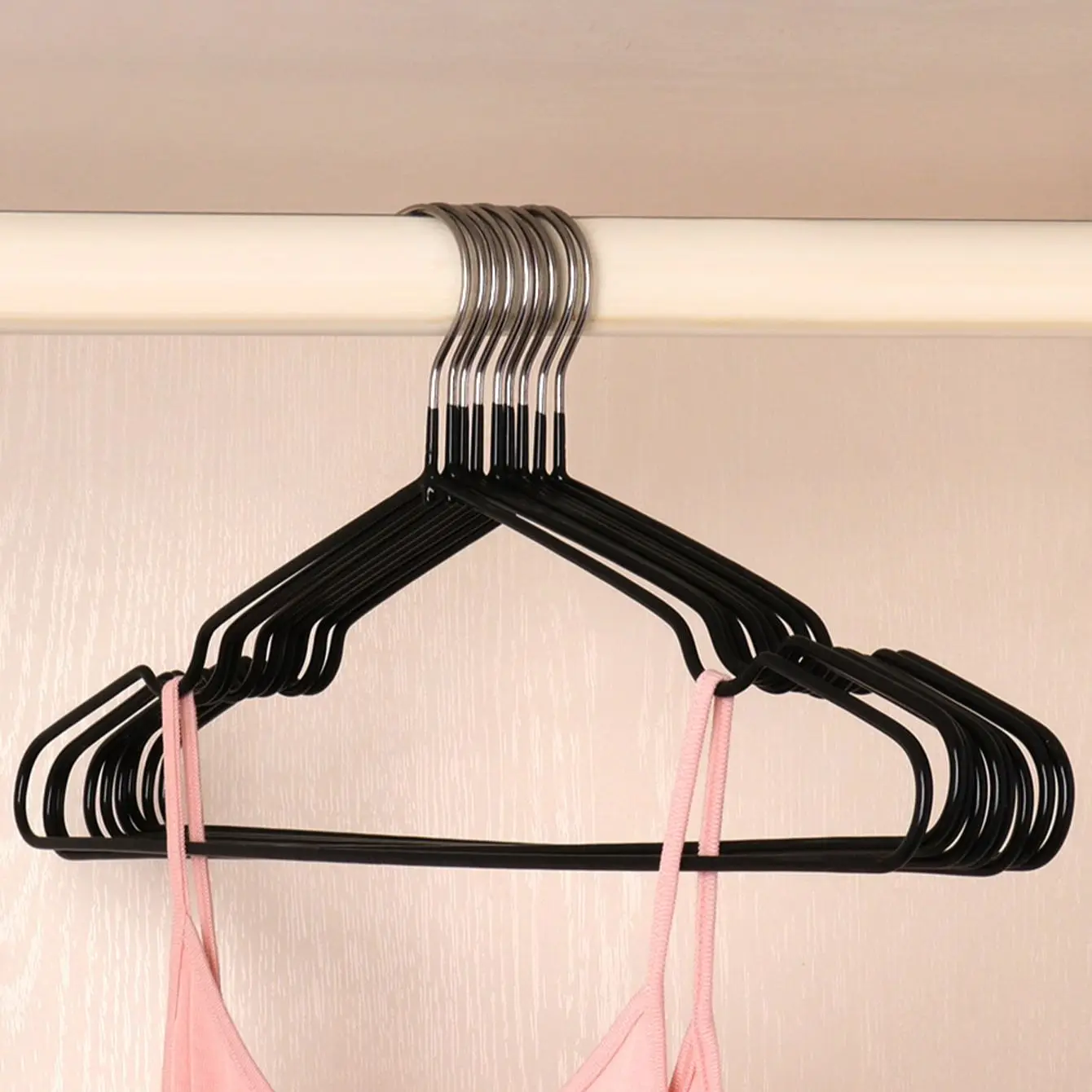 10pcs-Non-Slip Coated Metal Suit Coat Hangers Heavy Duty Clothes Hangers Metal Shirt Jacket Hanger with Round Notches for Dress