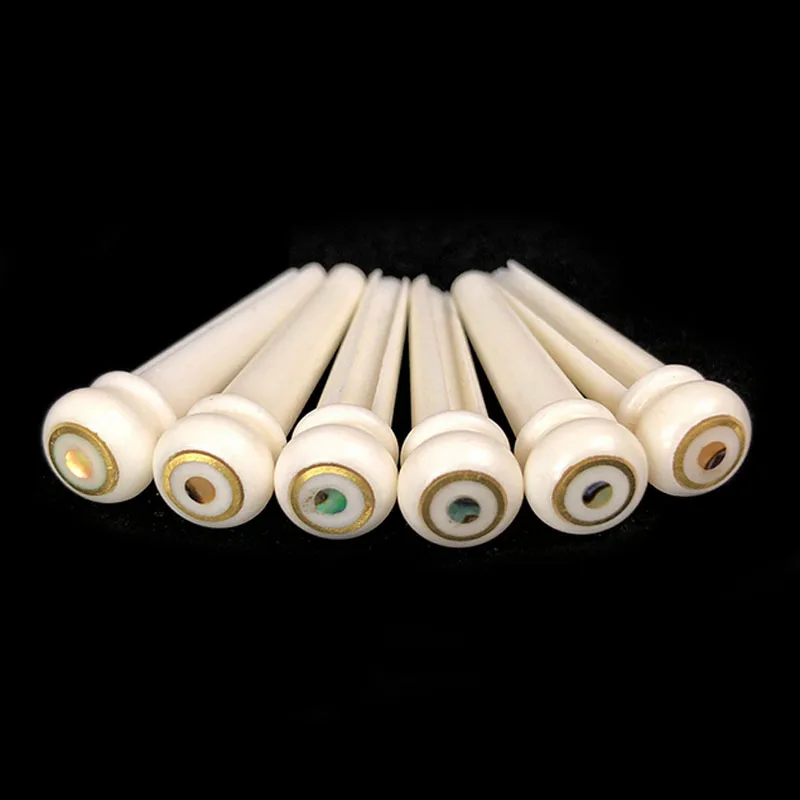 Real Bone Acoustic Guitar Bridge Pins Bone Ebony Bridge Pin with Brass Circle Folk Guitar Replacement Accessories 6pcs guitar accessories,acoustic guitar bridge pins