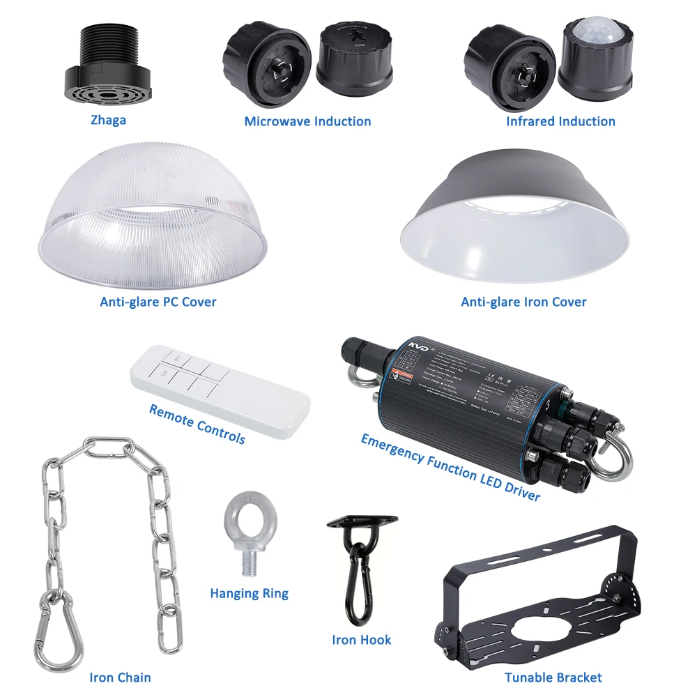60도 90도 120도 하이베이 조명 자가 센서 200w 6500k LED 하이베이 조명 (EU 표준)