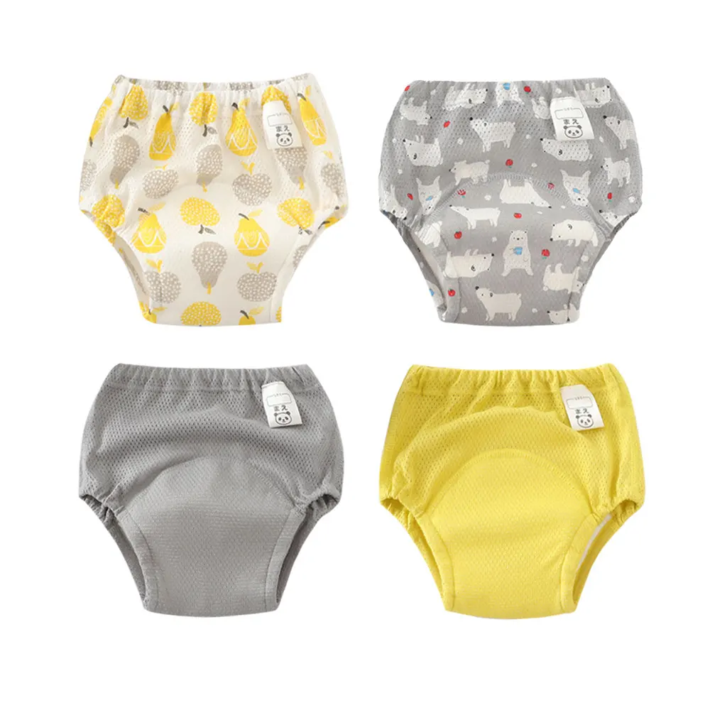 Baby Kids Cotton Potty Training Pants Waterproof Infant Shorts Underwear Reusable Cloth Diaper Nappies Children Panties 4PCS