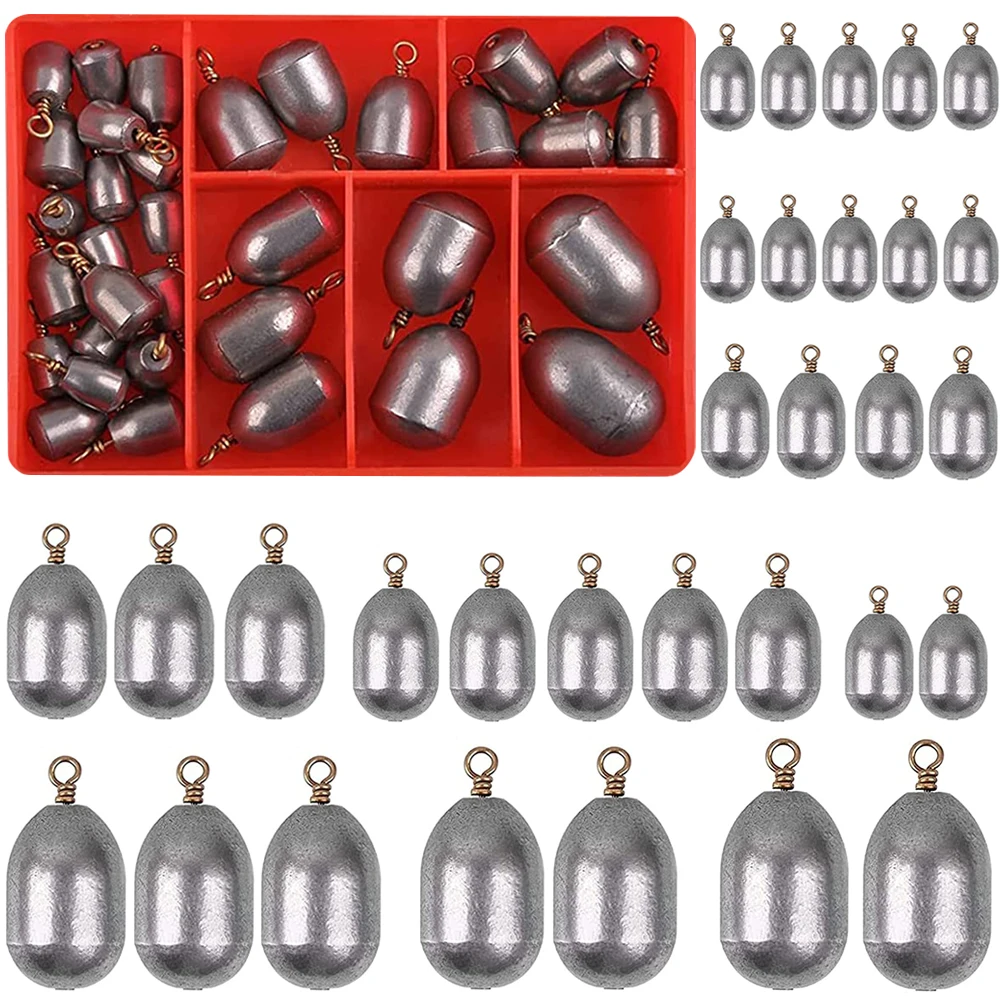 

34Pcs/Box Fishing Iron Sinker Weight Bass Casting Sinker Weight Drop Water Sinker Saltwater Freshwater Fishing Terminal Tackle