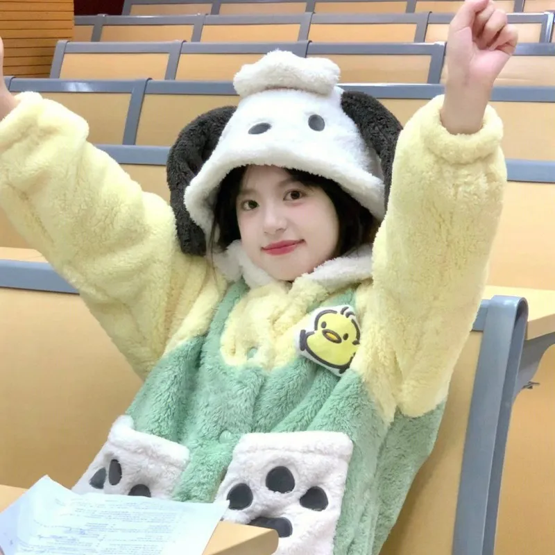 Dog Nightdress Long Rob Nightgown Homewear Halloween Cosplay Costumes Lingerie Full Pajamas Woman Fluffy Sleepwear Hoddies