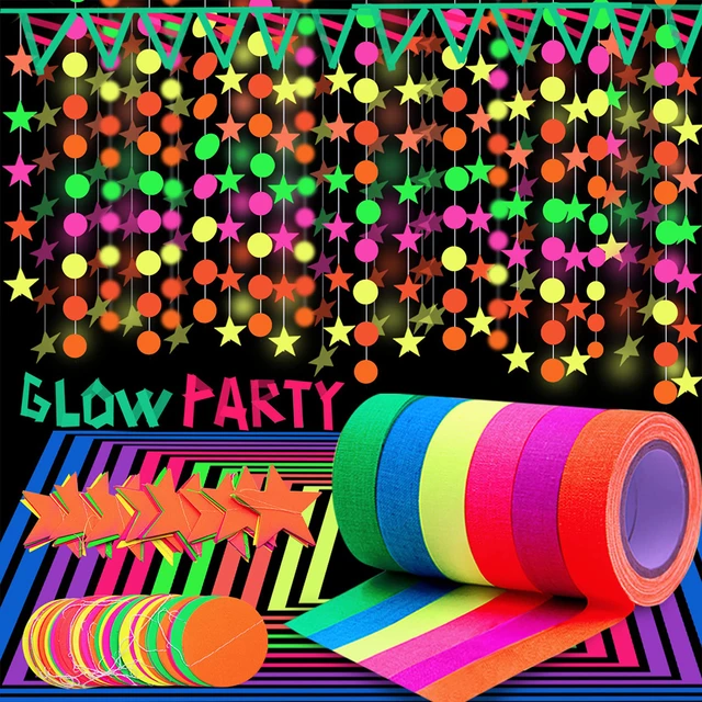 Glow in The Dark Paper Neon Garland Streamers Tape Stickers Birthday  Supplies Reactive Fluorescent Neon Party Christmas Decor - AliExpress