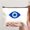 Colorful Blue Evil Eye Charm Nazar Amulet Love Heart GREECE Boho Mandala Canvas Bag Cosmetic Makeup Bag Pencil Case Zipper Pouch 4