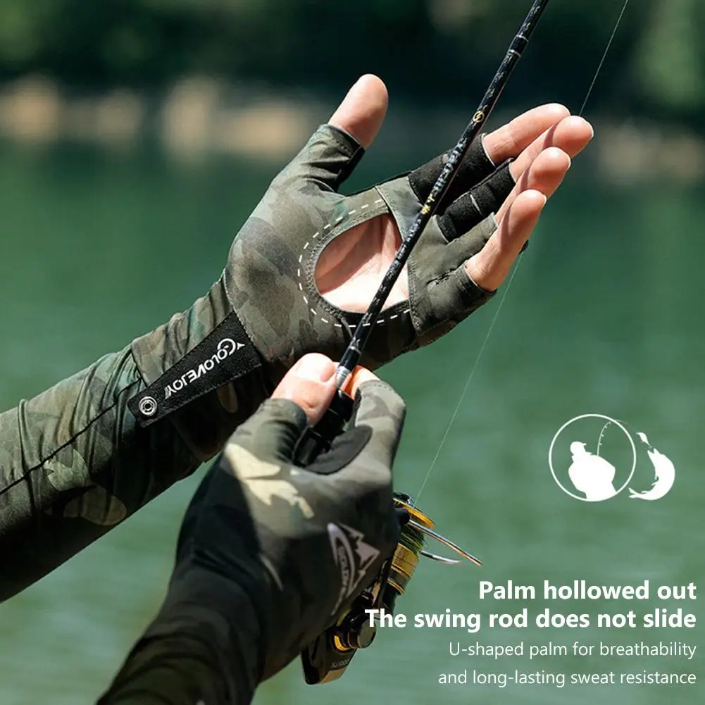 Outdoor Fishing Gloves Summer Sunshade Breathable Non-slip Wear-resistant Uv Protection Half Fingers Gloves