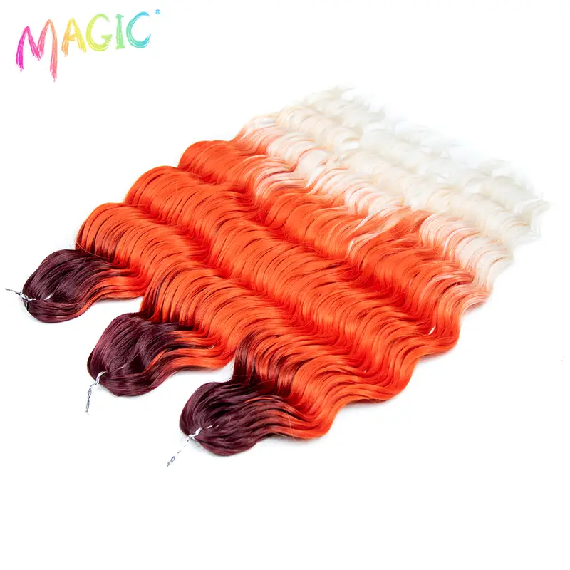 Anna Synthetic Hair 24 Inch Water Wave Braiding Hair Extensions Ombre Blonde Deep Wave Afro Curl Twist Crochet Hair for Women - Image 60