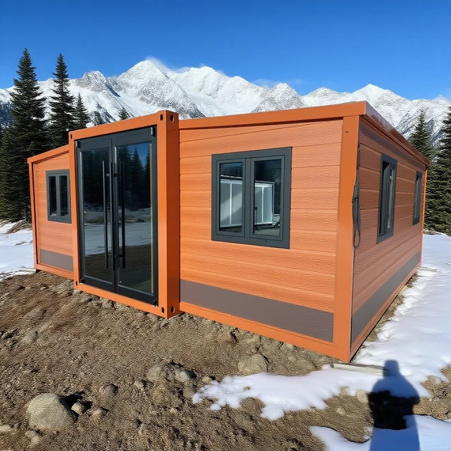 บ้านคอนเทนเนอร์สำเร็จรูปแบบโมดูลาร์สองปีก ขนาด 20 ฟุต 40 ฟุต ขยายได้ ผลิตในจีน 1