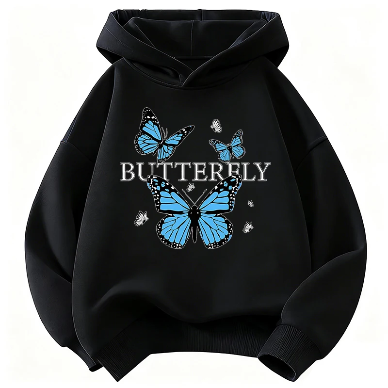 Children's Blue Butterfly Fashion Design Sweatshirt - Cute and Casual Hoody