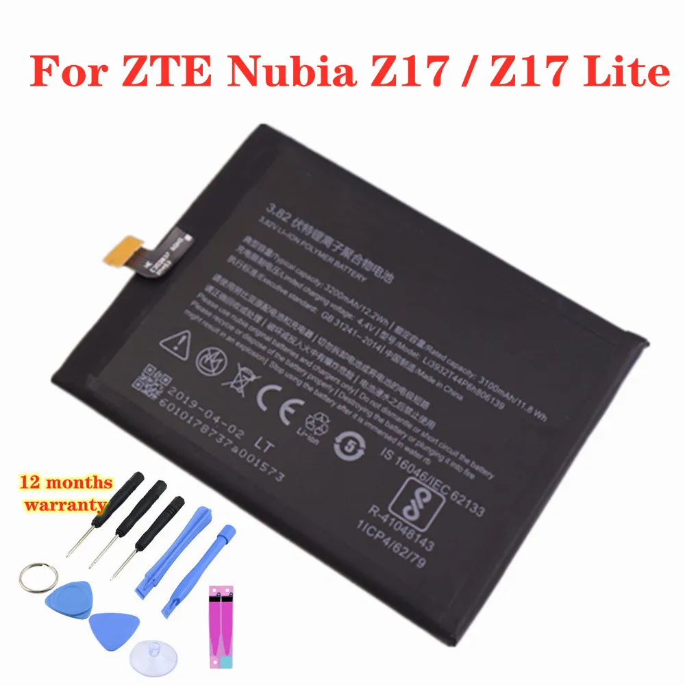 

New Li3932T44P6h806139 Replacement Battery For ZTE Nubia Z17 / Z17 Lite Z17Lite NX591J NX563J 3200mAh High Quality Battery+Tools