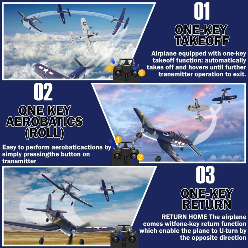 New Volantexrc F4U Corsair RC Plane Aerobatics 2.4G 4CH EPP Foam 400mm Wingspan Remote Control Airplane Aircraft Fighter761-8 V2 3