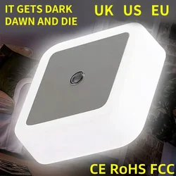 Compact Square Shape LED Night Light with Light Sensor - UK (Warm white)