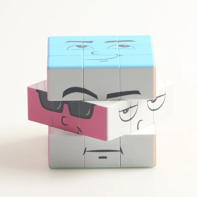 Magic Cube 3x3x3 Smiling face expression UV Fun Stress Relief Professional Smooth Speed Game Children's Puzzle Toys Gifts 2