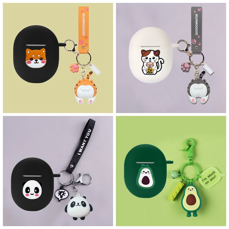 Custodia Per Cartoni Animati Per Jbl Tune Flex Case Cute Cat/Dog/Avocado Ciondolo Auricolari Cover In Silicone Funda Per Jbl Tune Flex Cover