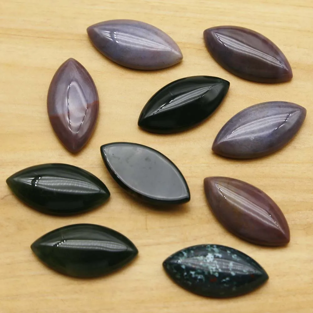 Natural Crystal Agate 30*15mm Horse Eye Ring Patch DIY Necklace Earrings Making Fashion Jewelry Accessories Wholesale 20Pcs/Lot