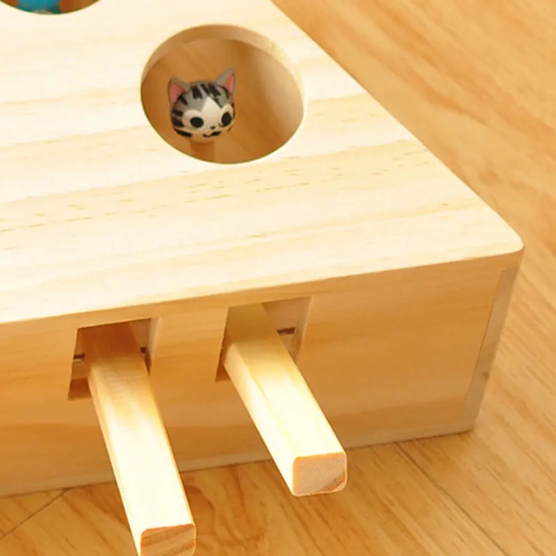Wooden Cat Whack-a-mole Toy Cat Toy Hamster Toys Wooden Cat Toys For Play With Cat Cat Hamster Wooden Cute Funny 2