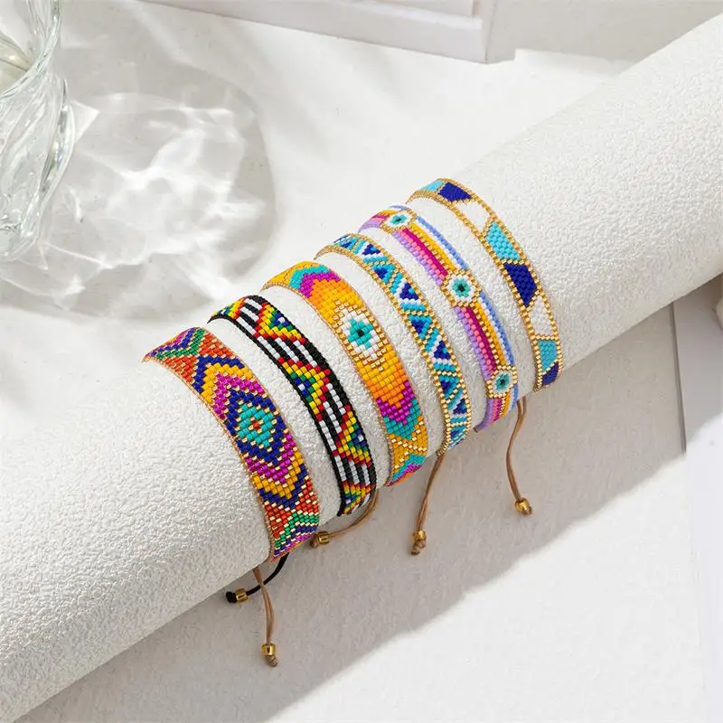 ZHONGVI Turkish Eye Charm Bracelet for Women Bohemian Bracelet Handmade Miyuki Bead Colorful Jewelry Wholesale Friendship
