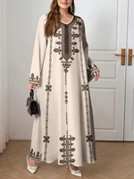 Middle Eastern Elegant Robe, New Spring and Autumn Style, Plus-Size Fashion Women's Clothing, Ethnic Print, Stylish, Loose and Comfortable, Holiday Style Long-Sleeve Dress - Image 3
