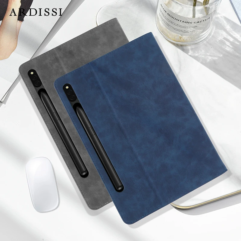 Ardissi Microfibra pu Couro Flip Sleeve Tablet Stand Case Capa Não-magnética para Samsung Galaxy Tab s8 Plus s7 fe Livro Folio