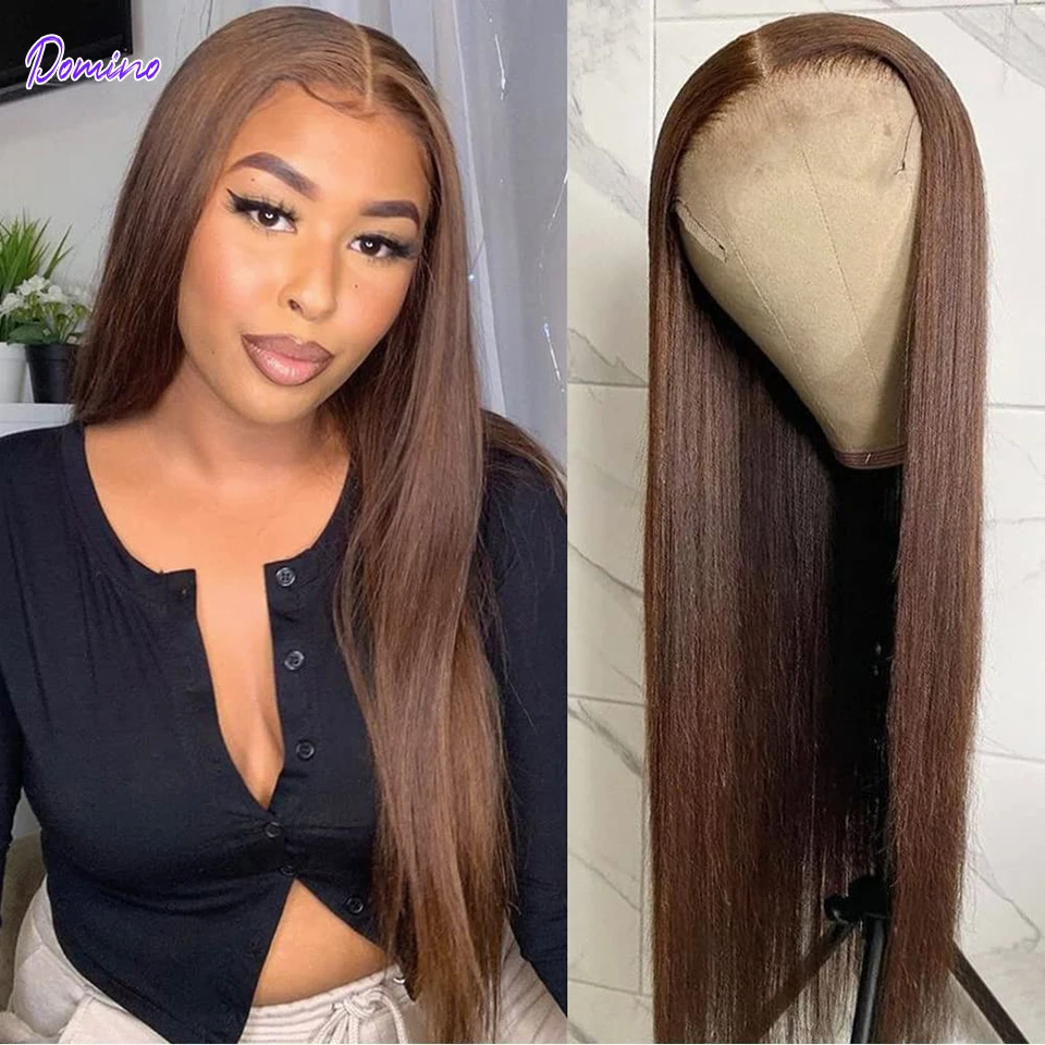 

Chocolate Brown Straight Lace Front Wig 13x4 HD Lace Frontal Human Hair Wig For Women Brazilian Honey Brown Lace Closure Wig