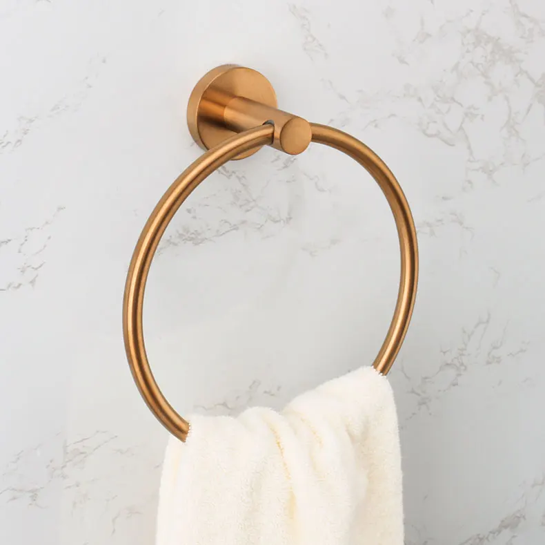 Brushed Rose Gold Bathroom Accessories Toilet Brush Paper Holder Towel Rail Rack Bar Hooks Toothbrush Holder Stainless Steel