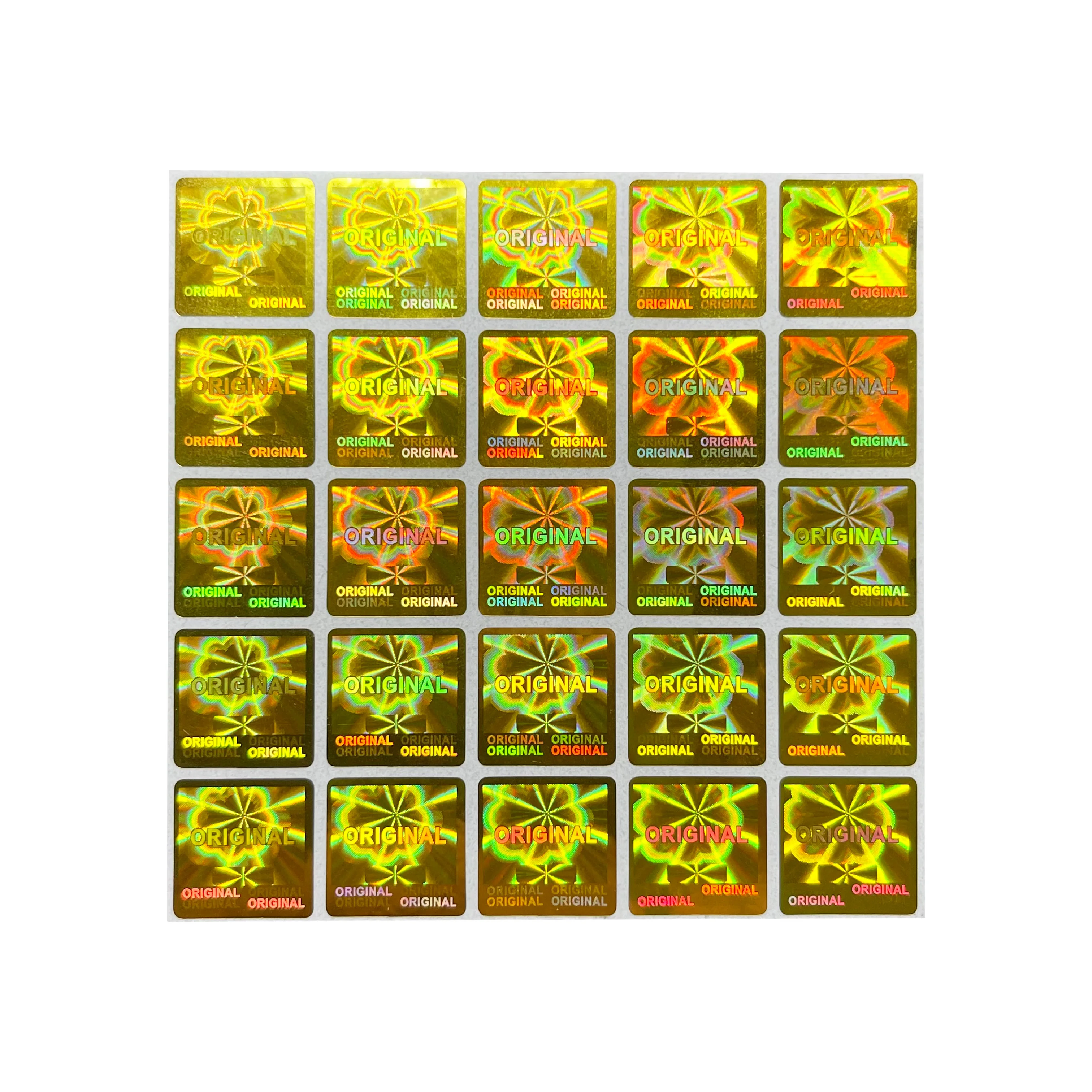 15X15mm 골드 스티커 보증 찢어짐 유효하지 않은 스티커 변조 방지 명백한 안전 씰 원본 정통 홀로그램 스티커 100PCS