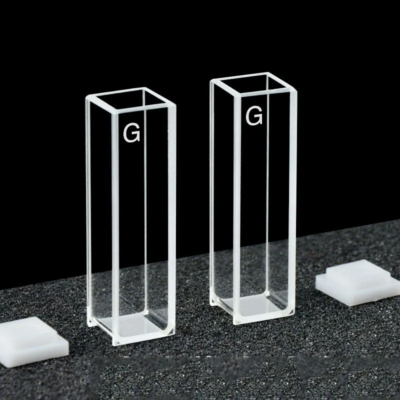 Glass Fluorescent Cuvette 10mm High Transmittance 2pcs Special For Scientific Research