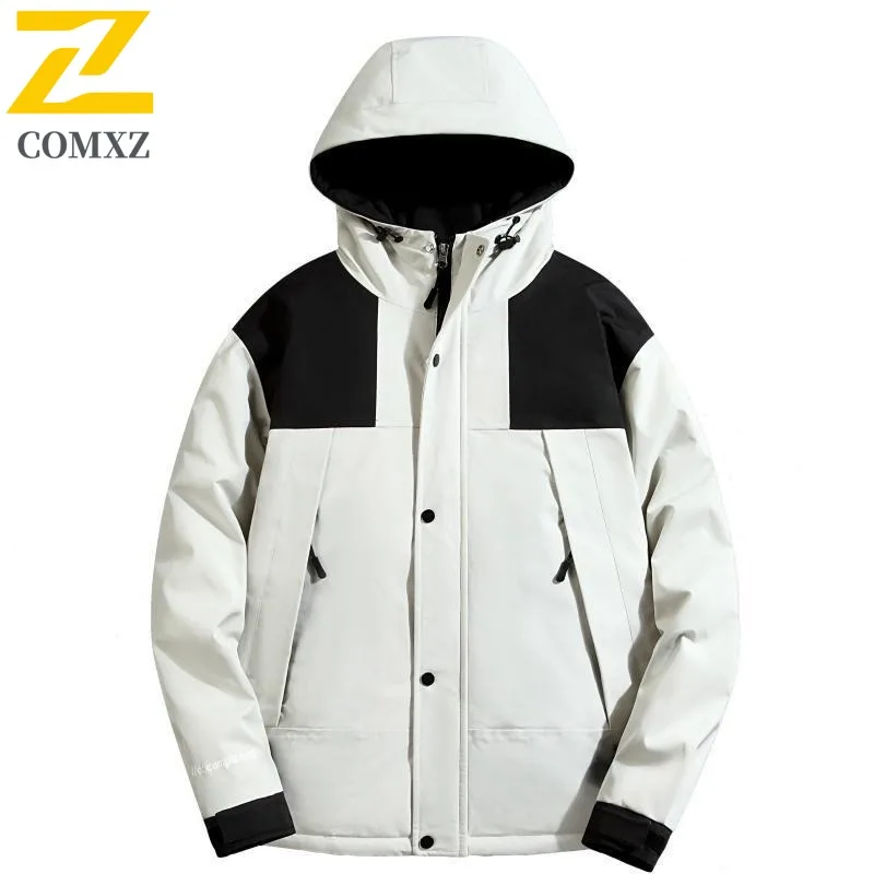 COMXZ Men Winter Coat Fashion Hooded Outdoor Mountaineering Thick Warm Parka All-Purpose Everyday Style Lightweight Clothing