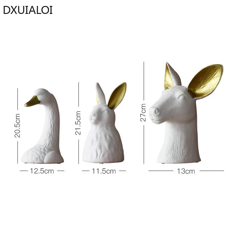 Ceramic rabbit head vase White Swan pots porcelain flower figurines hydroponic vases for weddings home decoration Ceramic vase 2