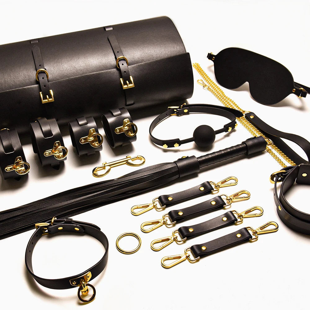 

Binding props punish toys tools set-up sex toys handcuffs leather series with Spanking Paddle Bondage Props Set of 9 Pcs