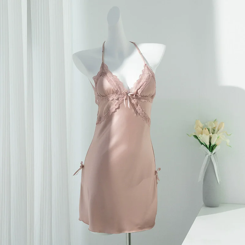 Lace Women Nighty Robe Set Rayon Bathrobe Gown Loungewear Sexy Nightgown Sleepwear Summer Kimono Home Dress