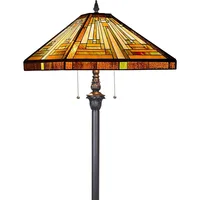 Capulina Tiffany Floor Lamp 2-Light 16X16X63 Inches Amber Brown Mission Antique Style Stained Glass Standing Reading Light 1