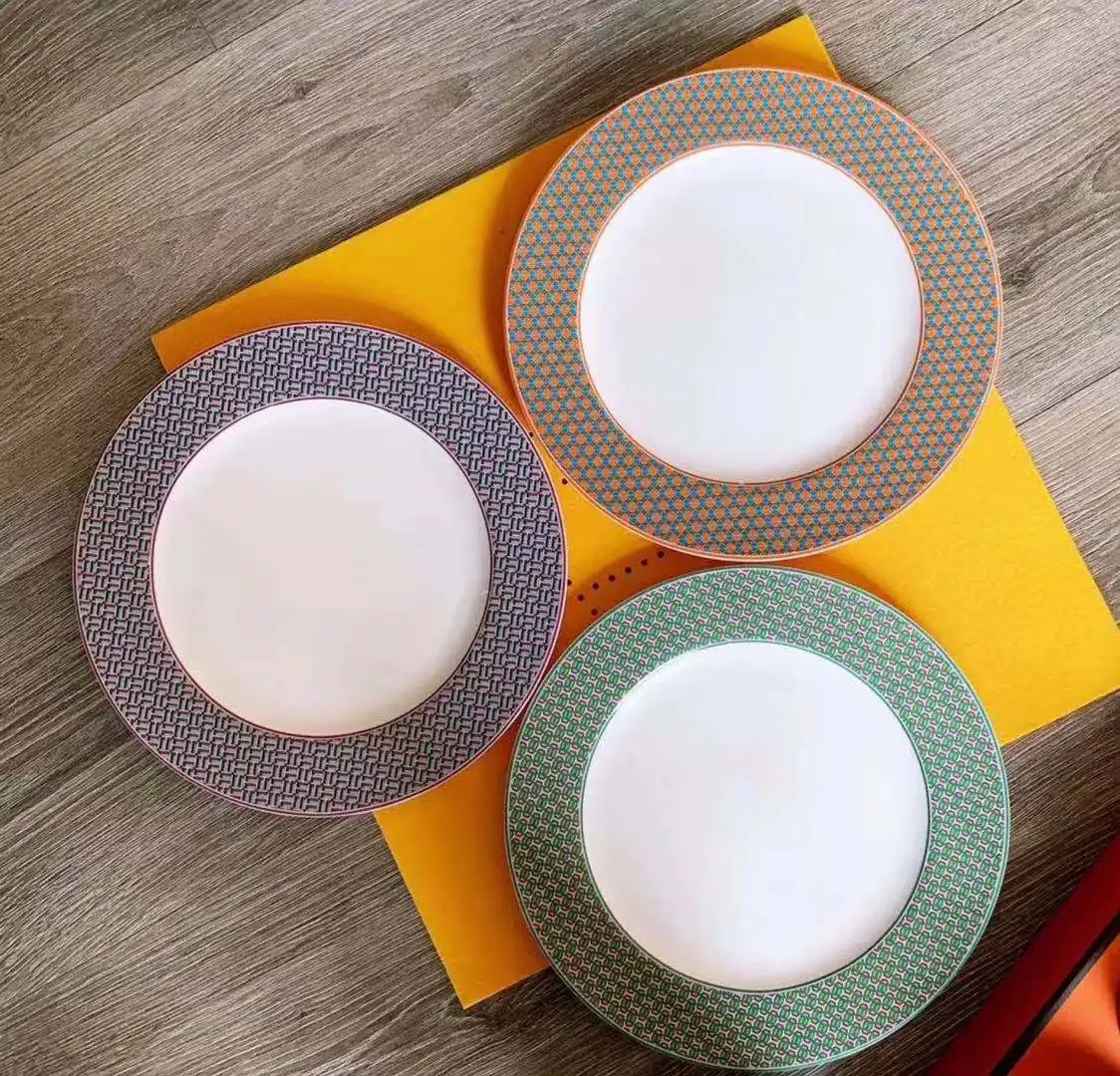 

Dim Sum Plate Tableware Fruit Plate Steak Large Plate Western Cuisine Plate Household Steak Plate Light Luxury Gift Box PlateSet