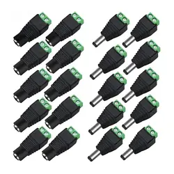 Versatile 12V DC Power Connector Set - 5.5mm x 2.1mm Barrel Adapter Plugs (20 - 60 Pieces) (10pairs)