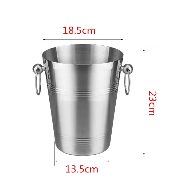 Stainless Steel Bar Ice Bucket Two Handles Champagne Bucket Wine Spit Wine Barrel Container Ktv Club Bar tool