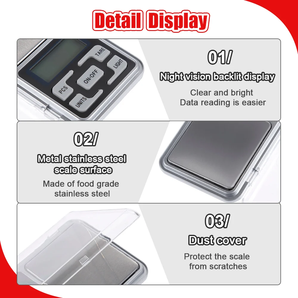 Mini Electronic Scales High Precision 500gx0.1g Pocket Digital Scale for Gold Sterling Jewelry Balance Gram For Kitchen Scale
