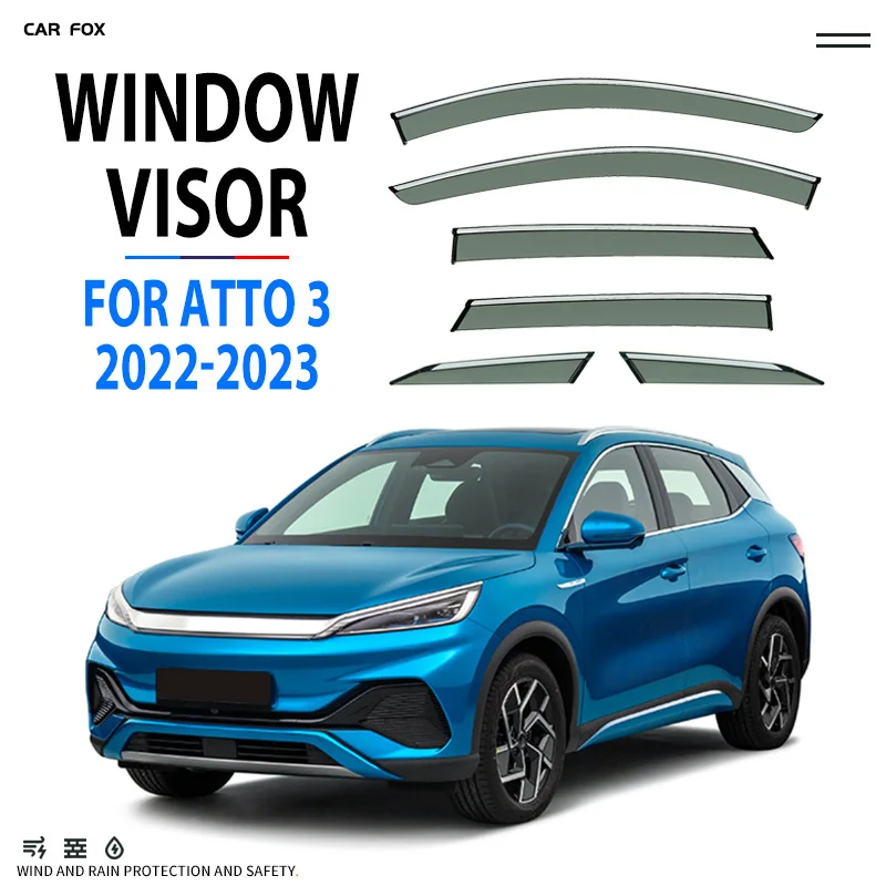 For BYD Yuan PRO EV + ATTO 3-Window Visor Rain Guard Weather Shield Wind Guard Deflector Car Accessories Shelters