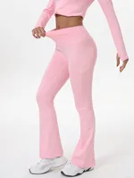 Ensemble de sport décontracté 2 pièces Fitfemme pour femme : Legging évasé taille haute avec poches et veste de course 3