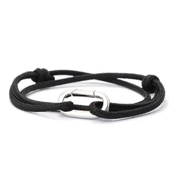 Handmade Adjustable Paracord Bracelet - Outdoor Survival Rope Bracelet (Black)