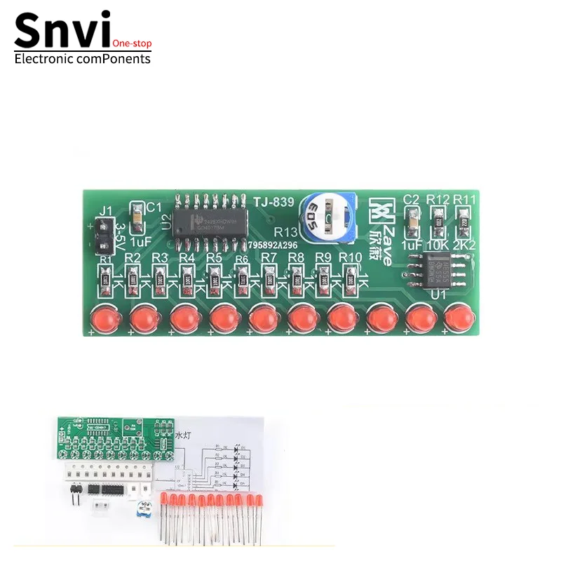 NE555+CD4017 Laufendes LED-Flow-LED-Licht, elektronische Produktionssuite, DIY-Kit