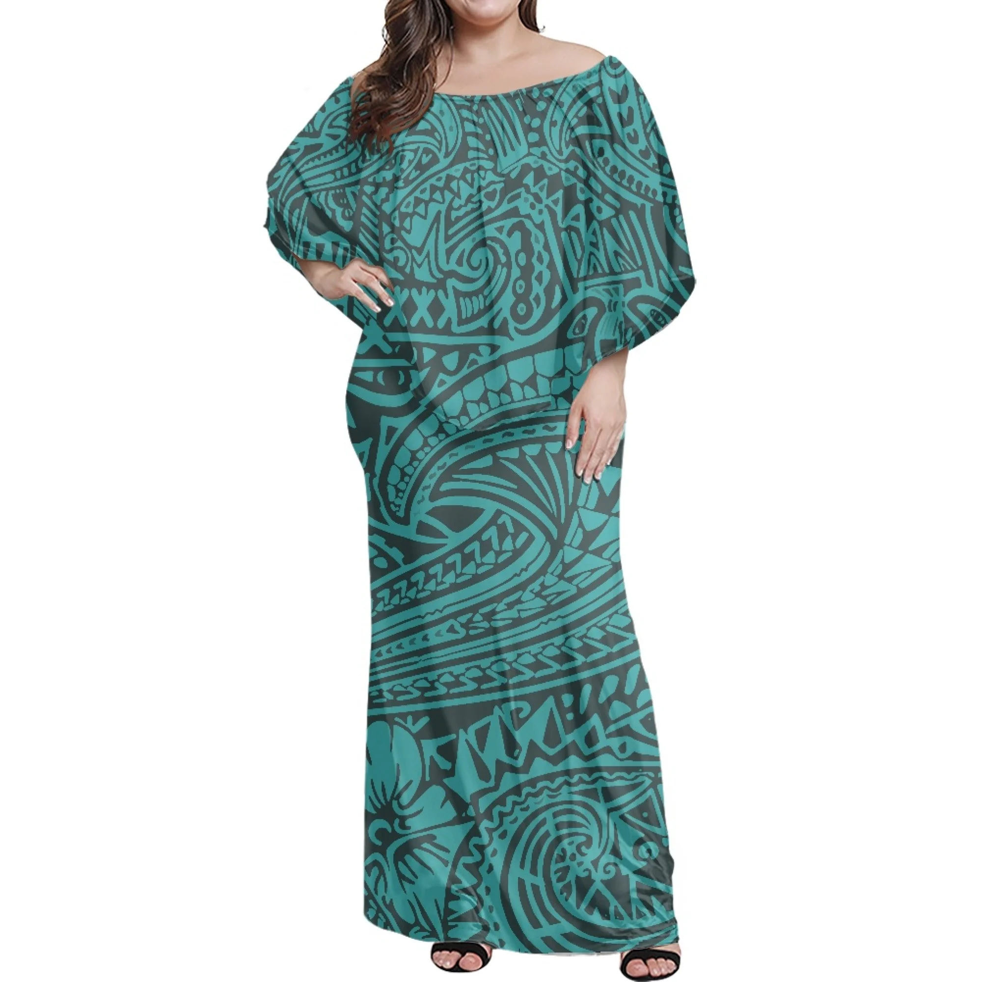 

Sublimated Polynesian Traditional Tribal Classic Pattern Ladies Casual Dress Long Skirt Suit Loose Frill Women Evening Dress