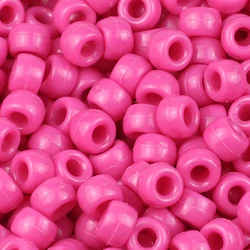 Vibrant Large Hole Pony Beads for DIY Jewelry and Crafting (Rose Red)
