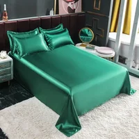 WASART Two-sided satin rayon flat bed sheet set couple 2 people summer luxury double bed bedsheet single double queen king size 5