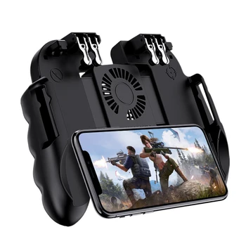 PUBG H9 게임 컨트롤러, 인체 공학적 게임 패드 트리거, 슈팅 무료 파이어 냉각 팬 게임 패드 조이스틱, IOS 안드로이드용, 6 손가락