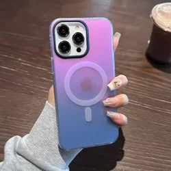 Colorful Shockproof Luxury Magsafe Case with Laser Gradient Design for iPhone 14 (Purple blue)