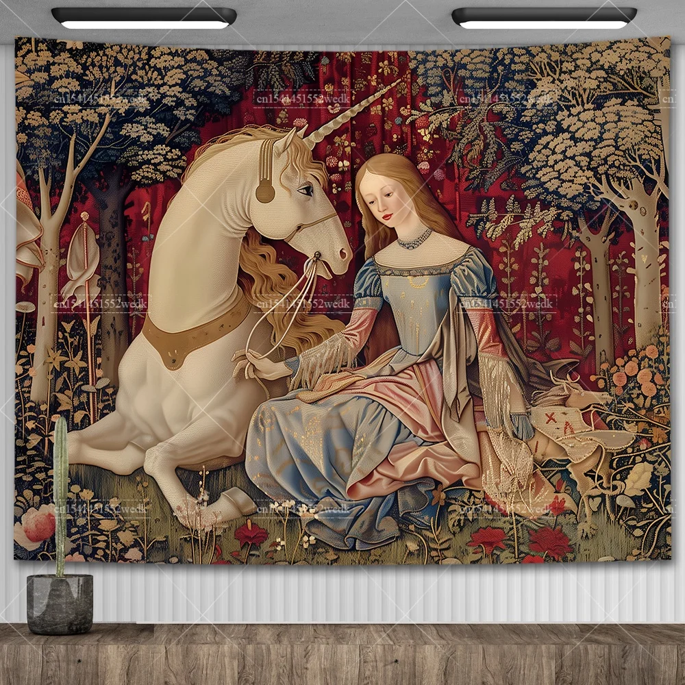 Lady And The Unicorn Tapestry Medieval Tapestry Wall Hanging