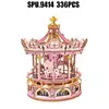 (no Box)336pcs 3d Wooden Puzzle Rotatable Diy Romantic Carousel Game Gift Children Kids Assembly Music Box Toy 6